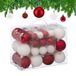 Relaxdays Kerstballen, Set van 50, Mat en Glanzend met Glitters, ∅ 3, 4 & 6 cm, Kunststof, Wit-Rood