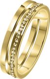 Lucardi Dames Ring goldplated 2rij met light colorado - Ring - Cadeau - Staal - Goudkleurig