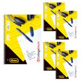 Idena 90366 College Blokken, A4, 80 vellen, gelinieerd, dubbele rand, blok met spiraalbinding, 70 g/m² papier, 4 gaten, geperforeerd, 5 stuks
