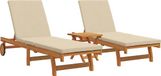 vidaXL Chaise longue 3 pièces Acacia massif Marron
