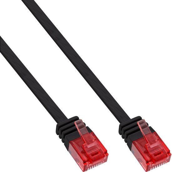 InLine® Patchkabel plat, U/UTP, Cat.6, zwart, 7m