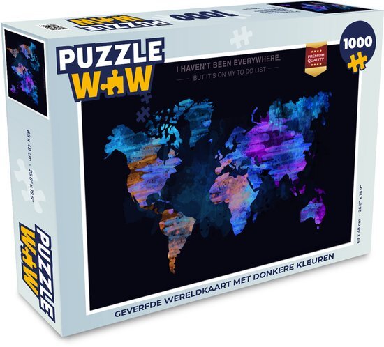 MuchoWow Puzzel Wereldkaart - Verf - Kleuren - Legpuzzel - Puzzel 1000 stukjes volwassenen