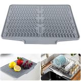 Tapis de cuisine en silicone - Évacuation plus efficace de l'humidité - Résistant à la chaleur - Antidérapant - 40 x 33 cm - Gris