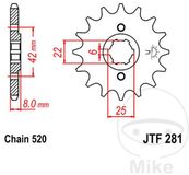 JT Sprockets JTF281.14 14T stalen voortandwiel