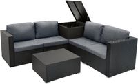 MonsterShop Rotan modulaire 6-delige set - zwart - 250l opbergbox