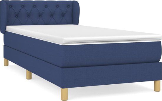 vidaXL Boxspring met matras stof blauw 80x200 cm
