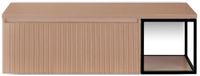 BES LED Frozen 3D Badmeubelset 140 cm - Greeplijst in Kleur - Zwart Frame - Wastafelbovenblad Peach