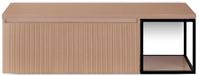 BES LED Frozen 3D Badmeubelset 140 cm - Greeplijst in Kleur - Zwart Frame - Wastafelbovenblad Peach