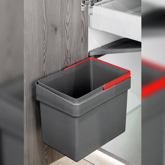 Emuca Recyclingcontainer - 10L - Antracietgrijs - Deurbevestiging