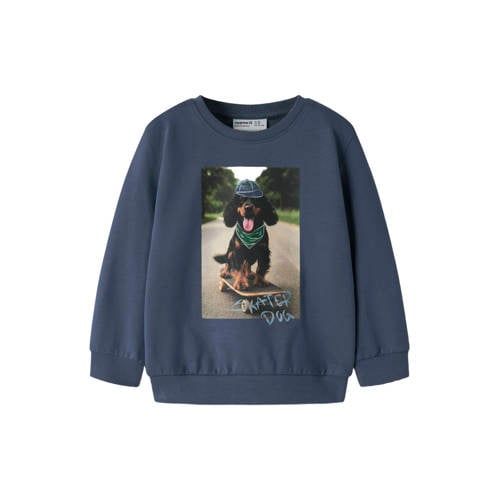 NAME IT MINI sweater met print - donkerblauw
