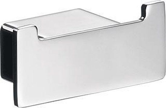Emco loft Dubbele haak voor wandmontage, onderhoudsvriendelijke hanger van aluminium voor 2 handdoeken, minimalistische handdoekhaak om te schroeven, chroomkleurig