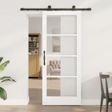 vidaXL Schuifdeur ORKDAL Wit 83 x 202 cm Massief grenenhout en glas