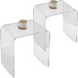 Vevor Set Van 2 Bijzettafels 415 X 305 X 460 mm, U-Vormige Acryltafel Bijzettafel, Transparante Salontafel