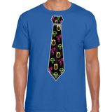Bellatio Decorations Tropical party shirt heren - stropdas - blauw - neon - carnaval - themafeest XL