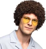 Boland Pruik Ricardo bruin Afro Kort Mannen 80's Disco
