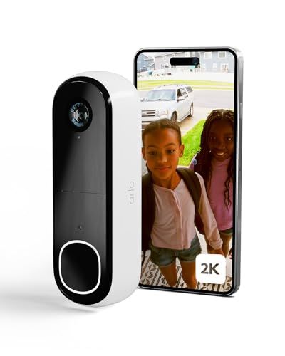 Arlo 2K Draadloze Video Deurbel mit Accu, Directe Mobiele Oproep, 2K Video, 180˚ Nachtzicht, Sirene, Bewegingsdetectie, 2-Weg-Audio, Arlo Secure Proefperiode, 1 Deurbel