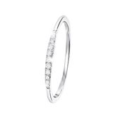 Lucardi Dames Ring met 11 diamanten (0,06ct) - Ring - Cadeau - 14 Karaat Goud - Witgoud