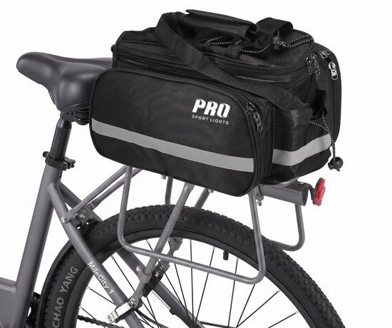 Pro Sport Lights Fietstas Bagagedragertas Achter - Uitbereidbaar 8 tot 20 Liter - Waterdicht met regenhoes - Fietstas enkel - Trunkbag
