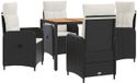 vidaXL Ensemble de table de salle à manger d'extérieur 5 pièces noir et crème blanc