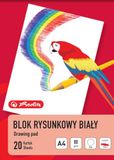Wit Herlitz® Tekenblok | DIN A4 | 20 vellen | wit papier om te tekenen, potloodtekening, snijden, origami opvouwbaar | gewicht 80 g/m², praktisch sneeuwwit