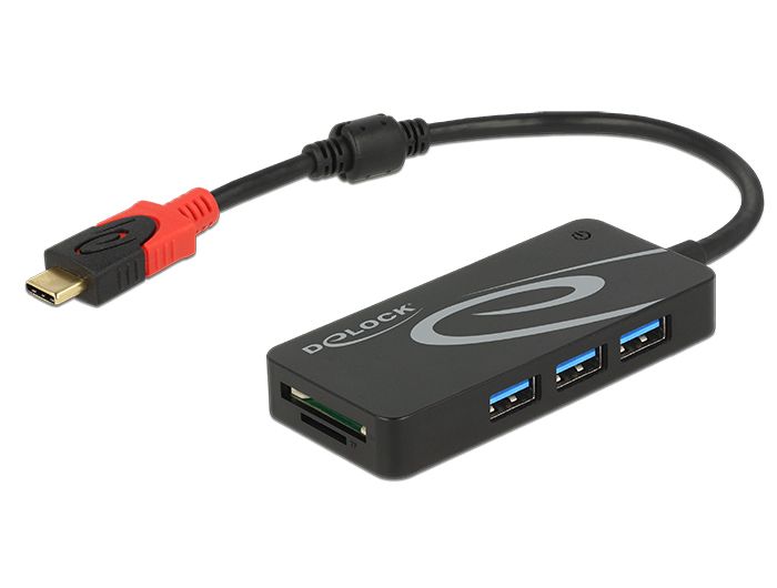 DeLOCK HUB USB 3.0 USB Type-C - 3 Port extern - Zwart