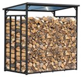 Merkloos Houtopslag Buiten - 185 x 100 x 185 cm - Staalprofiel - Weerbestendig - Capaciteit 3.5 m³