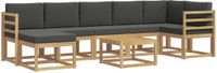 vidaXL Hoek loungeset 7 zitplaatsen Polyester Wit en antracietkleurig