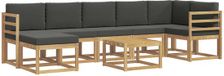 vidaXL Hoek loungeset 7 zitplaatsen Polyester Wit en antracietkleurig