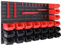 Monzana Deuba Wandrek - Stapelboxen 86 delig Gereedschaphouder 190x54 - Zwart