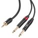 NEEWER 3,5 mm 1/8 TRS naar 1/4 Dual 6,35 mm TS breakout kabel, 6ft kabel, stekker naar stekker stereo audio splitter kabeladapter voor smartphone tablet laptop computer mixer studiomonitor PA-systeem