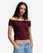 Superdry Top Bardot en coton pour femme, coupe ajustée, épaules dénudées, Rouge Foncé, Taille : 44