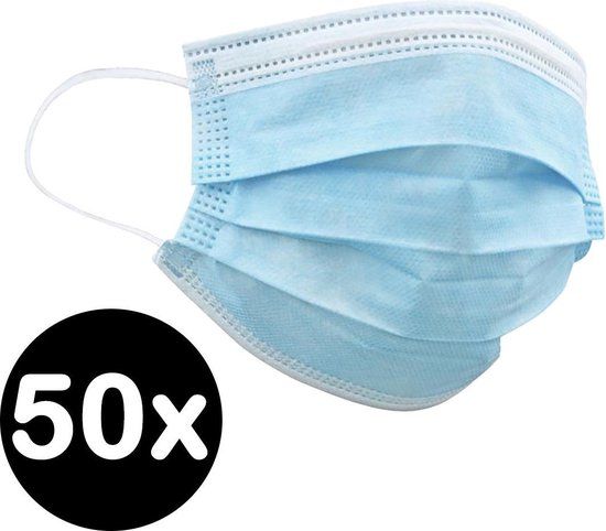 Wegwerp Mondkapjes - Niet Medisch - Blauw - 50 stuks