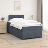 vidaXL Boxspringbed met matras, donkergrijs, 120 x 190 cm, fluweel