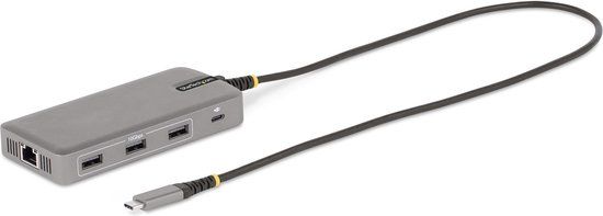 StarTech.com USB-C Triple Monitor Multiport Adapter - Dual 4K HDMI & DisplayPort, 3-Port USB Hub, 100W PD - Grijs