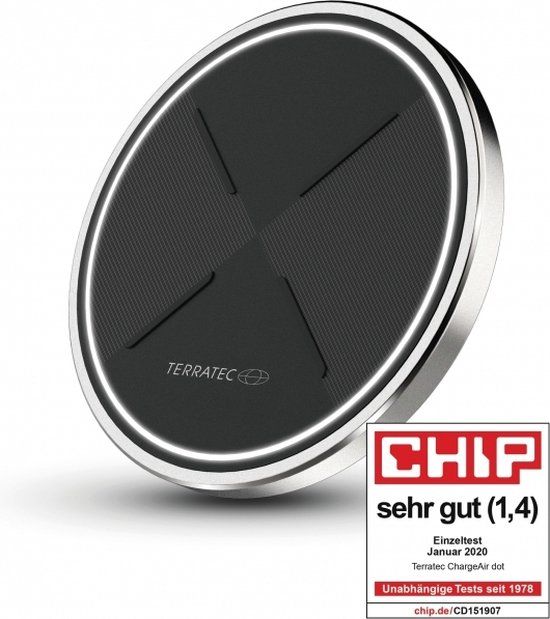 Terratec ChargeAIR dot! Draadloze lader Qi Wireless 10W - Zwart / Zilver