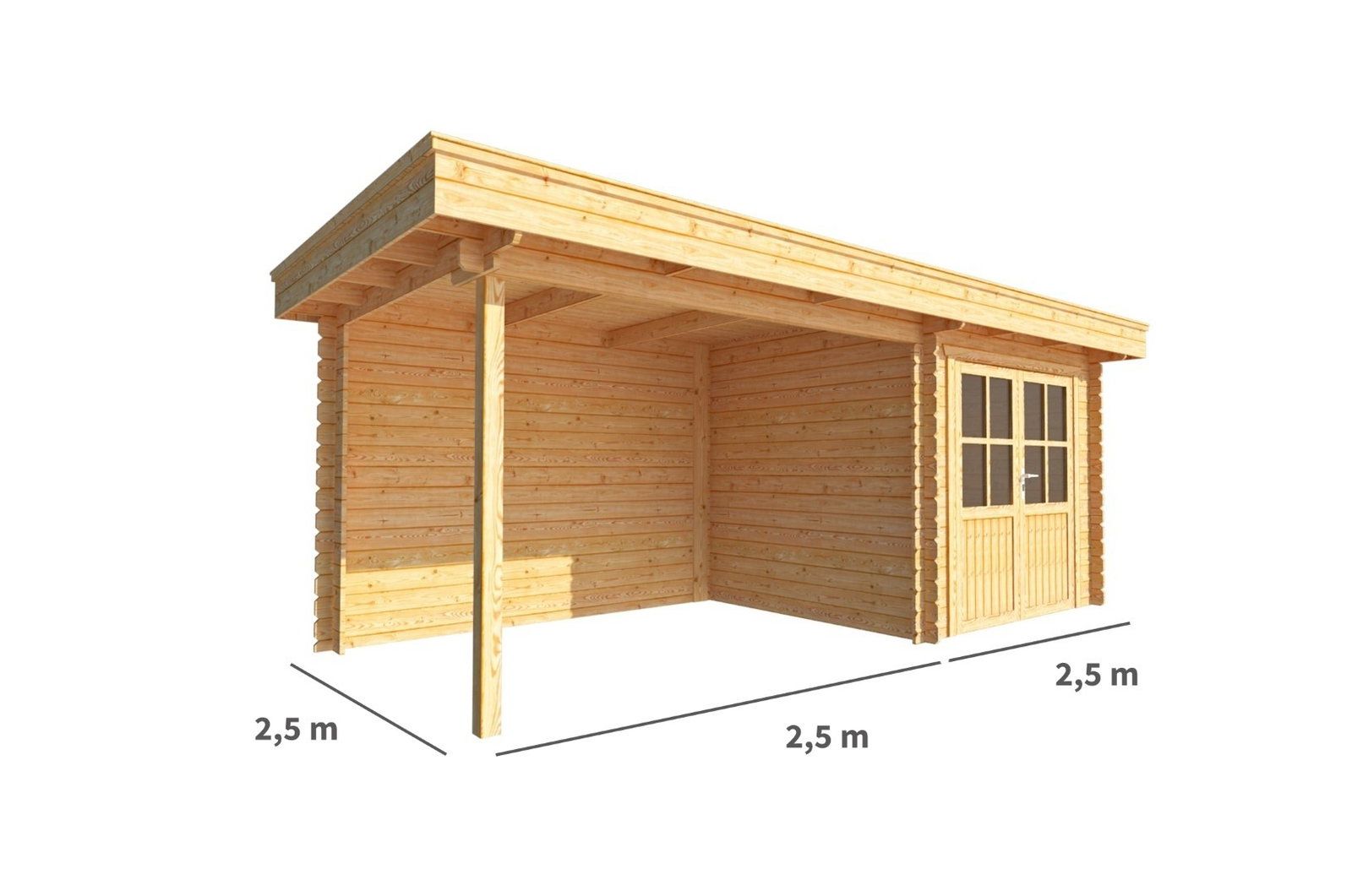 Warentuin collection Blokhut, tuinhuisje met overkapping Lisa-Joy 500 cm bij 250 cm diep plat dak 1