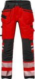 Fristads Hi Vis Werkbroek Stretch Klasse 2 2707 Plu - Hi-Vis rood/zwart - D116
