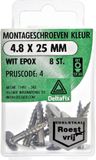 Deltafix Montageschroeven 4,8 x 25 mm - RVS A2 / Wit - 8 stuks
