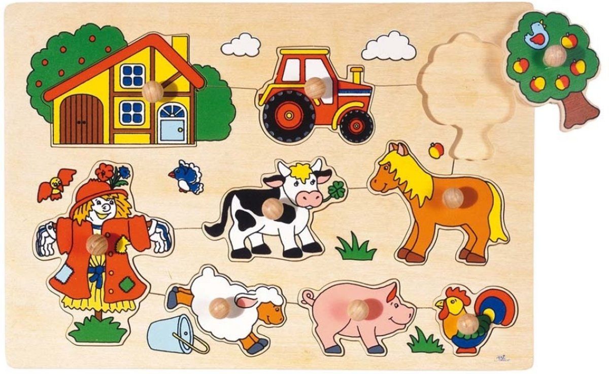 Goki 9 Delige Houten Puzzel Boerderij - Multicolor