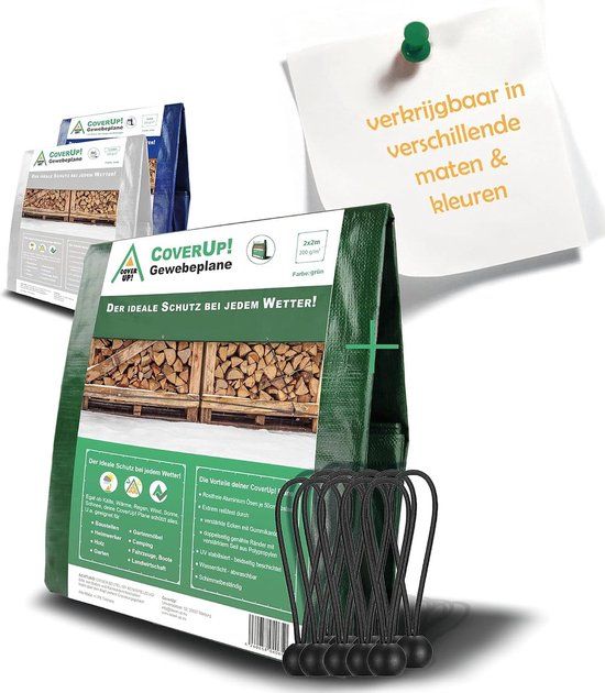 CoverUp! Afdekzeil (6x8 m) - Groen - 200 g/m² - Incl. 15 Dekzeilspanners