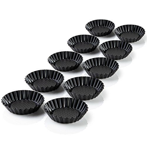 Grizzly 10 tartelette vormpjes, 11 cm diameter, antiaanbaklaag, set van bakvormpjes, voor mini taartjes, mini gebakjes en mini quiches