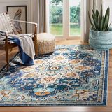 Safavieh Madison Collection MAD473M-4SQ Boho Chic Medallion Distressed Area Rug 10,12 cm x 10,12 cm vierkant blauw/lichtblauw