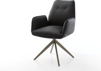 DELIFE Chaise de salle à manger Zoa-Flex cadre croisé large finition cuir véritable titane noir pivotant à 360° noyau à ressorts ensachés