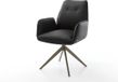 DELIFE Chaise de salle à manger Zoa-Flex cadre croisé large finition cuir véritable titane noir pivotant à 360° noyau à ressorts ensachés