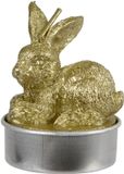 Decoris theelicht konijn set a 4 paraffine ø3.8cm x h.6cm goud