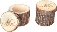 Chaks Bruiloft/huwelijk trouwringen boomstammetje hout - MR & MRS - alternatief ringdoosje - D6 x H4 cm