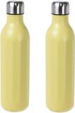Excellent Houseware 2x stuks RVS thermosflessen / isoleerflessen voor onderweg 500 ml pastel geel