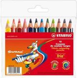 STABILO Trio Kort Kleurpotloden - Meerdere kleuren - 12 stuks