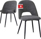 Albatros International Albatros Silvi Eetkamerstoelen met corduroy overtrek, set van 2, grijs