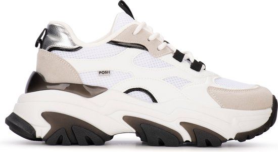 POSH by Poelman POLLY Dames Sneakers - Grijs met combinatie - Maat 39